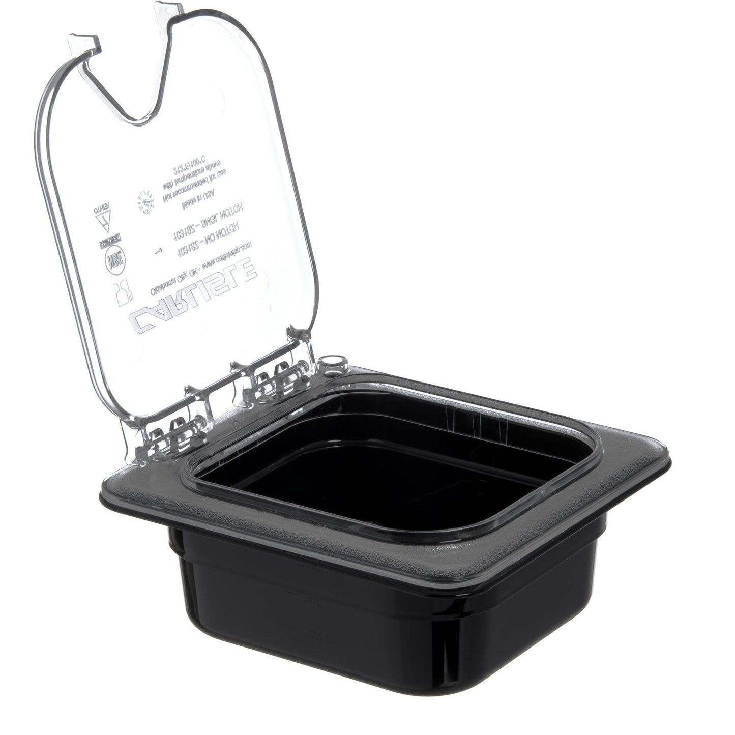 Carlisle 10319Z07 Hinged Notched Universal Lid 1/6 Size Clear