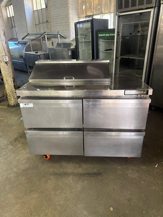 CONTINENTAL 48” SANDWICH PREP UNIT REFRIGERATOR COOLER USED WITH 4 DRAWERS