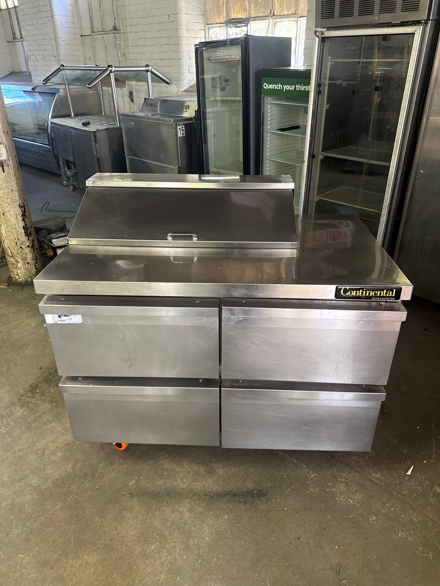 CONTINENTAL 48” SANDWICH PREP UNIT REFRIGERATOR COOLER USED WITH 4 DRAWERS