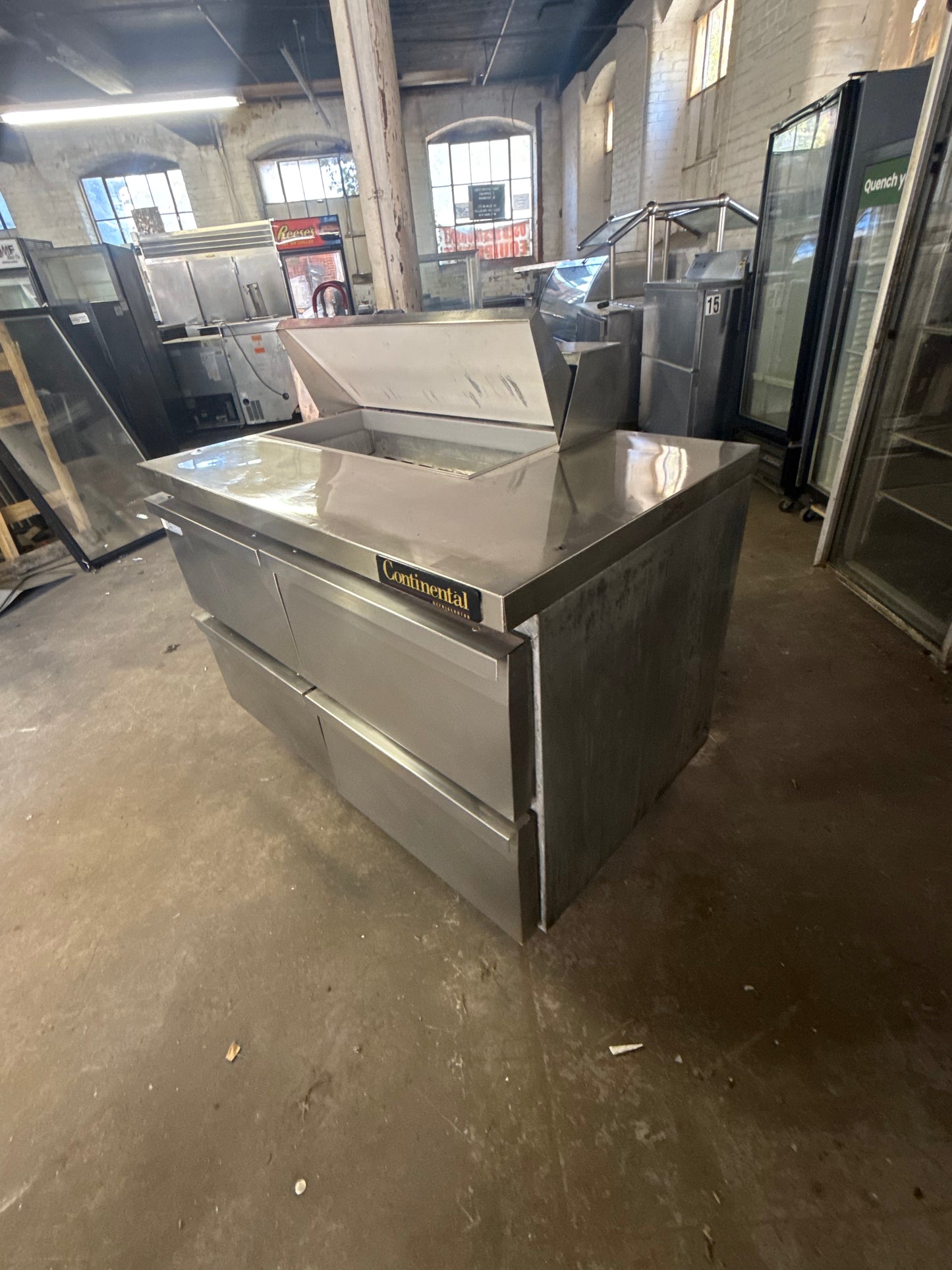 CONTINENTAL 48” SANDWICH PREP UNIT REFRIGERATOR COOLER USED WITH 4 DRAWERS