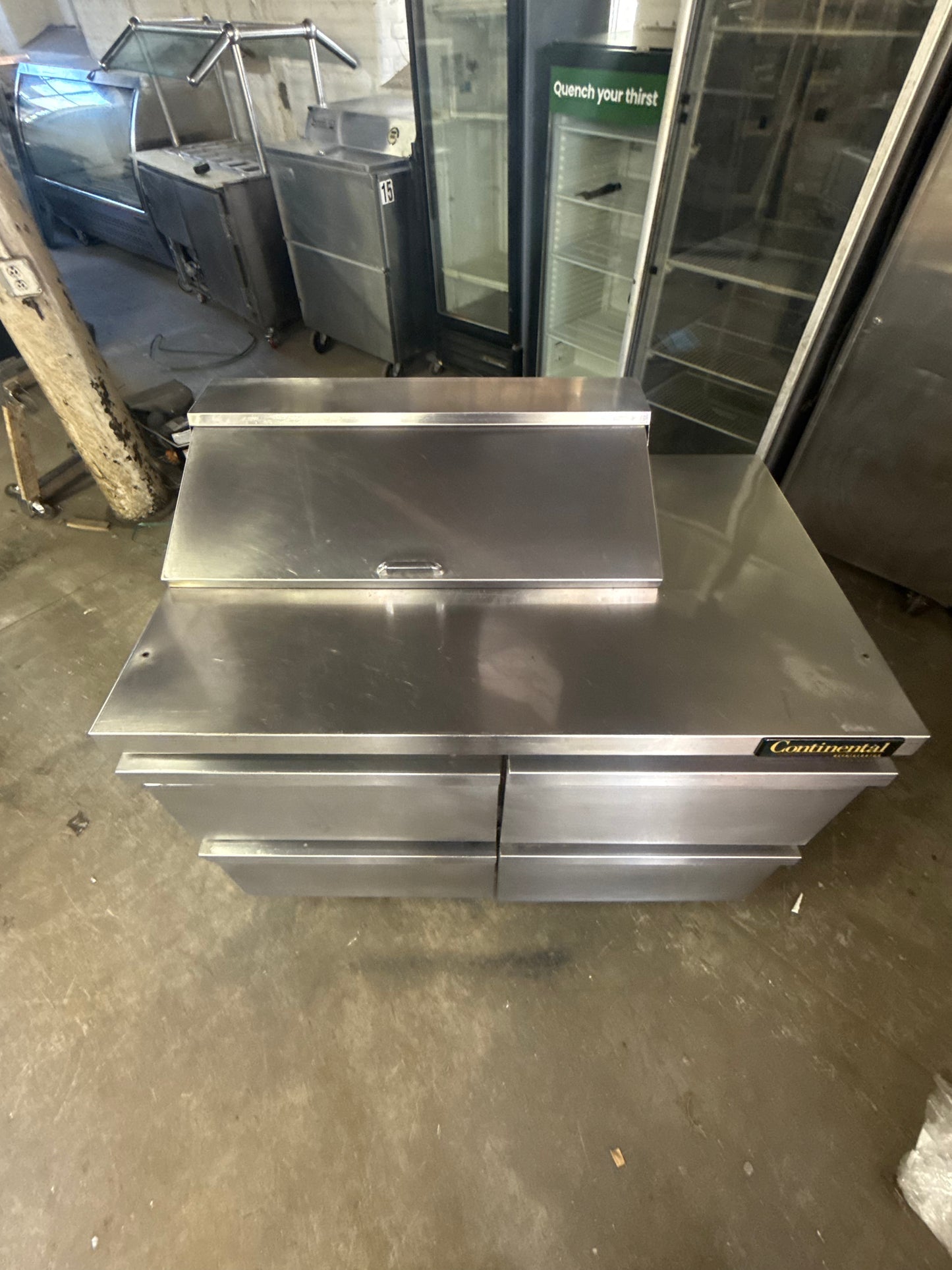 CONTINENTAL 48” SANDWICH PREP UNIT REFRIGERATOR COOLER USED WITH 4 DRAWERS