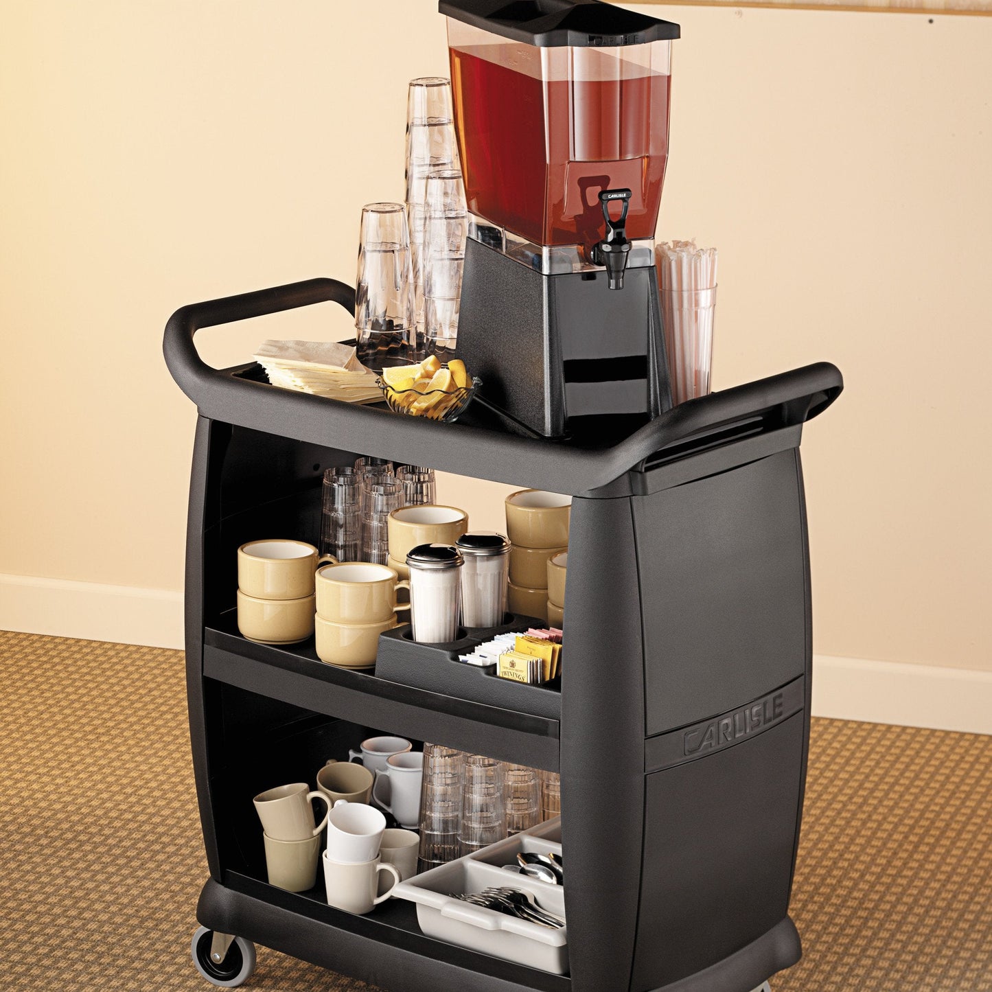 Carlisle CC203603 Busing & Transport Cart, Black