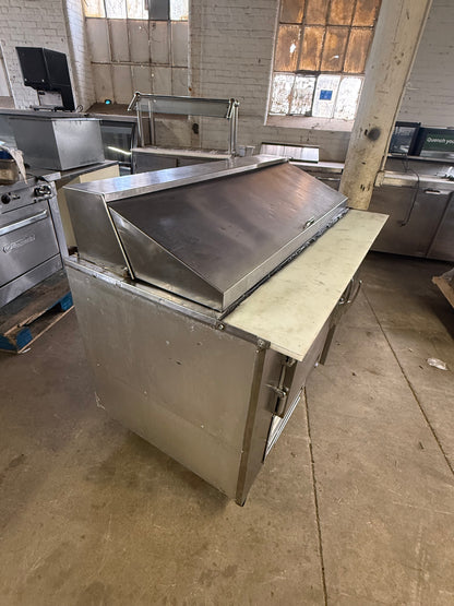 Leader LM60 60" Mega Top Bain Marie Sandwich & Salad Refrigerated Prep Table with 1 Full & 1 Half Door USED
