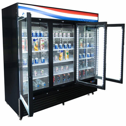 Atosa USA MCF8724GR Glass 3-Door Merchandiser Refrigerator 69.54 cu. ft.