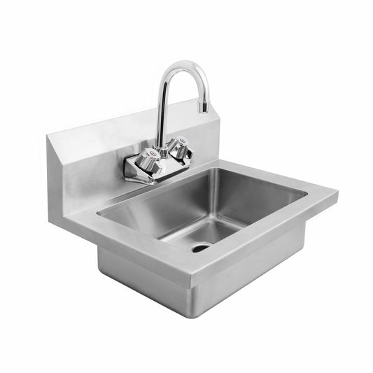Atosa USA MRS-HS-18 18 Gauge Stainless Steel Wall Mounted Hand Sink with Gooseneck Faucet - 18-Inch