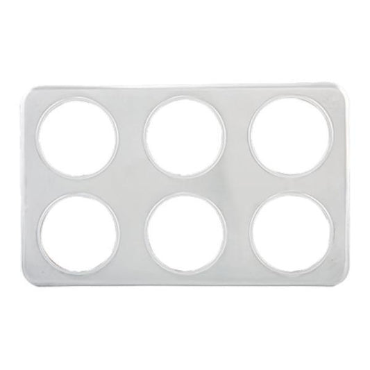 Winco ADP-444 Stainless Steel Adaptor Plate with Six 4-3/4'' Inset Holes