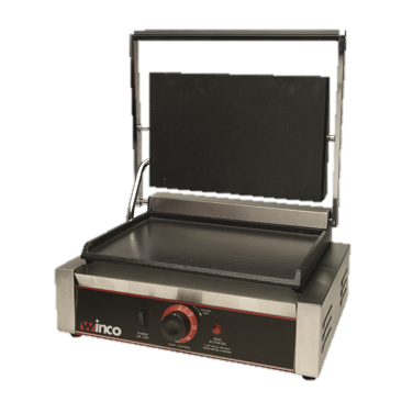 Sandwich Grill Single Electric Countertop Stainless Steel 14" x 9" Flat Cast Iron Grill Surface