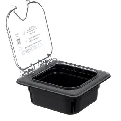 Carlisle 10319Z07 Hinged Notched Universal Lid 1/6 Size Clear
