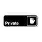 Winco SGN-304 Black 3" X 9" Information Sign with Symbol - Imprint "Private"