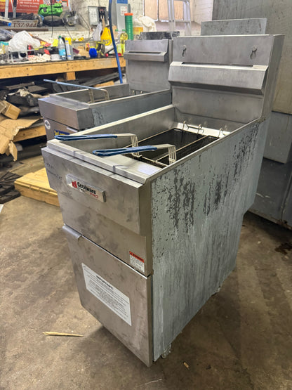 Cecilware Pro FMS403 Natural Gas Three Tube Floor Fryer - 90,000 BTU USED