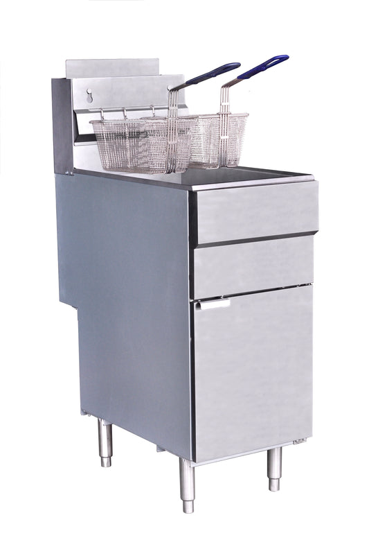 40 lb. Commercial Gas Deep fryer standing (NAT OR LP)- (90,000 BTU)