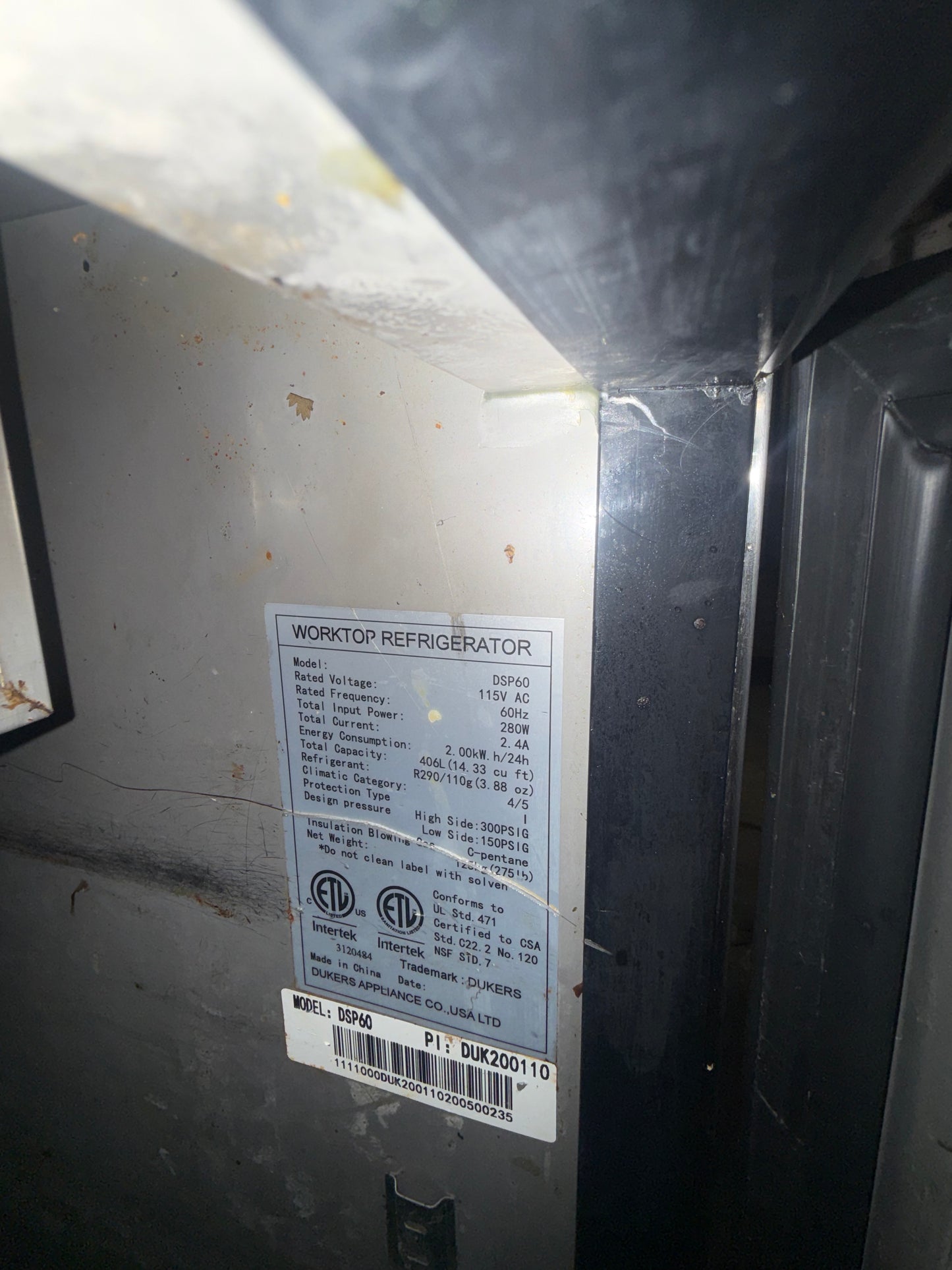 DUKERS DSP60 60” MEGATOP SANDWICH PREP TABLE COOLER USED