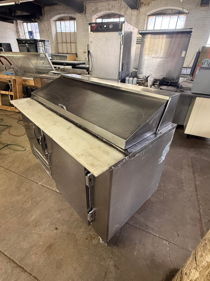 Leader LM60 60" Mega Top Bain Marie Sandwich & Salad Refrigerated Prep Table with 1 Full & 1 Half Door USED