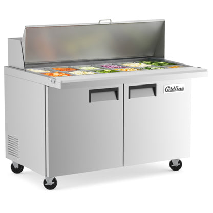 48" Mega Top Refrigerated Sandwich Prep Table with Cutting Board and Food Pans