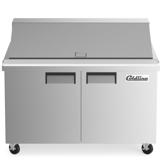 48" Mega Top Refrigerated Sandwich Prep Table with Cutting Board and Food Pans