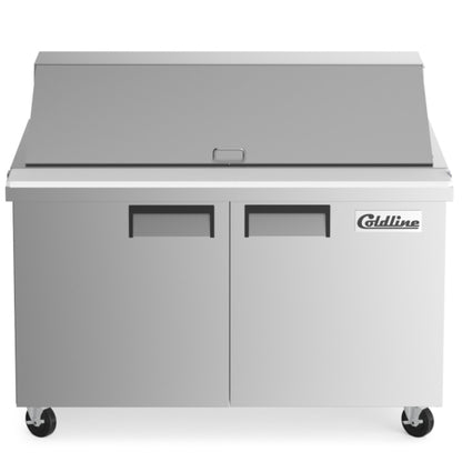 48" Mega Top Refrigerated Sandwich Prep Table with Cutting Board and Food Pans