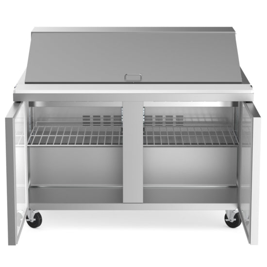 48" Mega Top Refrigerated Sandwich Prep Table with Cutting Board and Food Pans