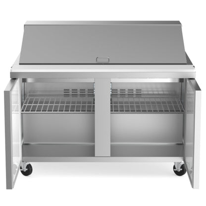 48" Mega Top Refrigerated Sandwich Prep Table with Cutting Board and Food Pans
