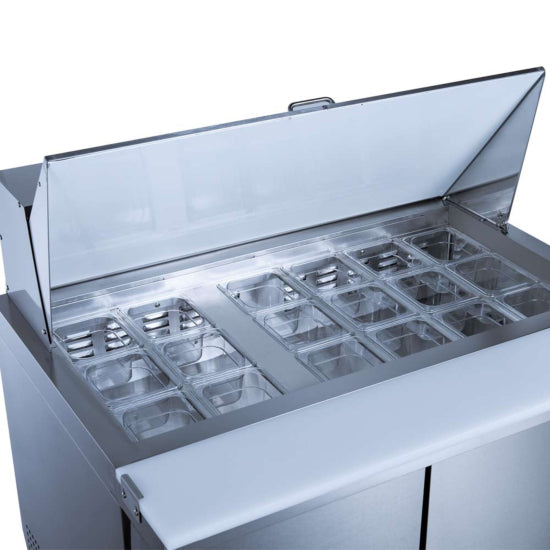 48" Mega Top Refrigerated Sandwich Prep Table with Cutting Board and Food Pans