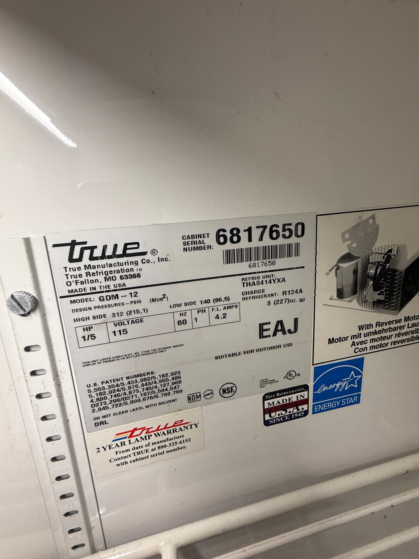 TRUE GDM-12 USED SINGLE GLASS DOOR REFRIGERATOR MERCHANDISER COOLER