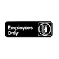 Winco SGN-305 Black 3" X 9" Information Sign with Symbol - Imprint "Employee Only"