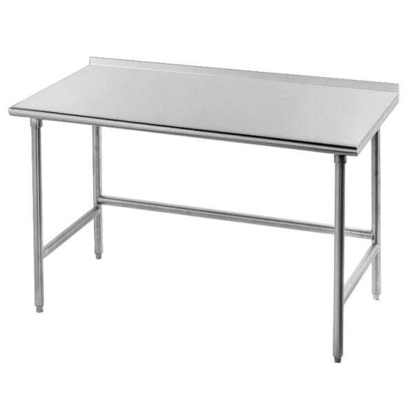 Advance Tabco TFAG-304 48" 16 ga Work Table w/ Open Base & 430 Series Stainless Top, 1 1/2" Backsplash [Extended Lead Time 14+ days]