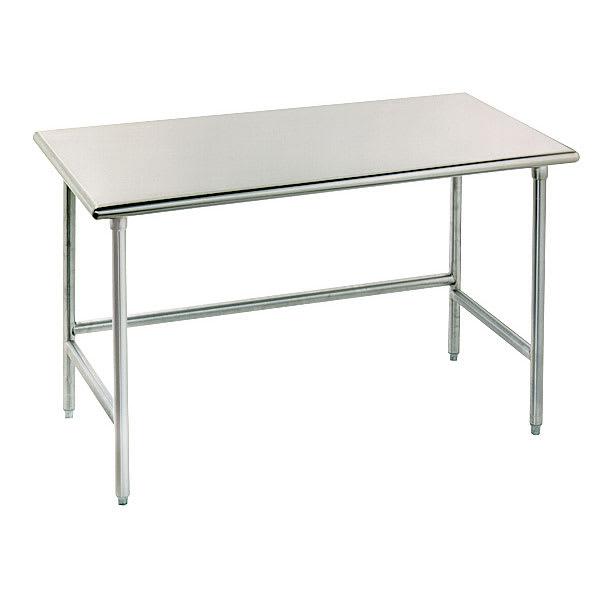 Advance Tabco TGLG-244 48" 14 ga Work Table w/ Open Base & 304 Series Stainless Flat Top [Extended Lead Time 14+ days]
