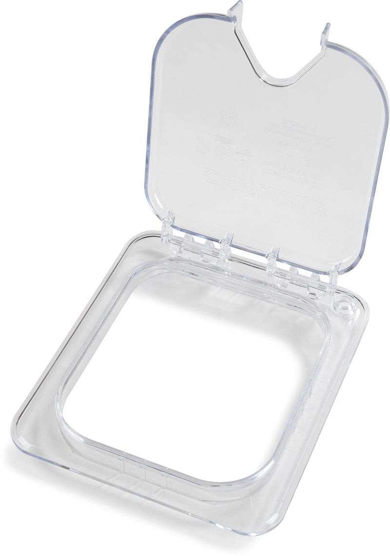 Carlisle 10319Z07 Hinged Notched Universal Lid 1/6 Size Clear