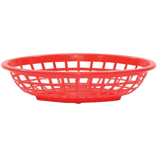 Tablecraft 1071R 8" Red Oval Side Order Plastic Basket