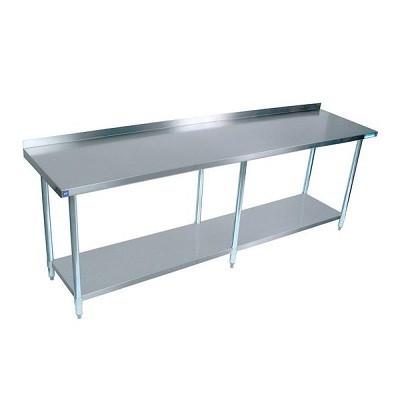 84"W x 24"D 1-1/2" Riser Stainless Steel Top Work Table w/ Galvanized legs and Undershelf