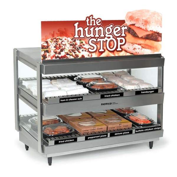 Nemco 6480-36S 36" Self Service Countertop Heated Display Shelf - (2) Shelves, 120v [Extended Lead Time 14+ days]