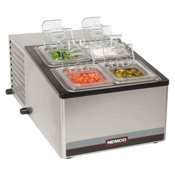 Nemco 9010 Dipper Style Condiment Dispenser w/ (4) Compartments, Stainless [Usually ships within 1 - 3 business days]