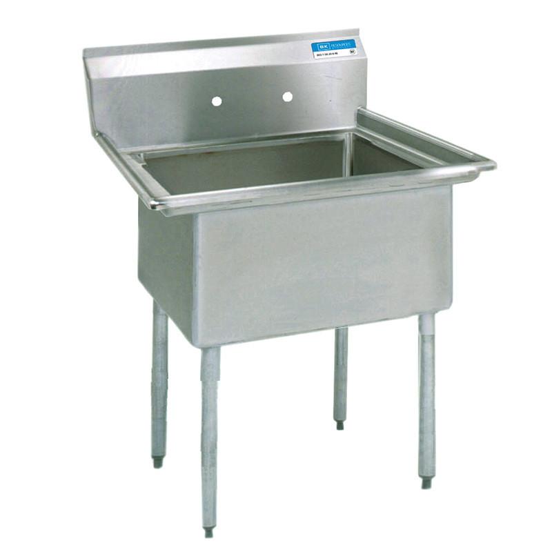BK Resources One Compartment Sink with No Drainboard - 18" x 18" Compartment