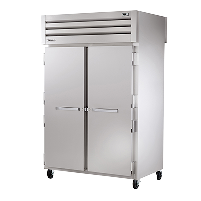 True Two-Section Two Stainless Steel Front & Rear Door Pass-Thru Heated Cabinet