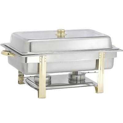 Winco 201 8 Qt Gold Accented Oblong Chafer