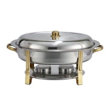 Winco 202 6 Qt Gold Accented Chafers Oval Chafer