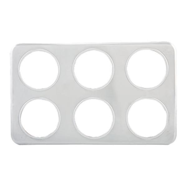 Winco ADP-444 Stainless Steel Adaptor Plate with Six 4-3/4'' Inset Holes
