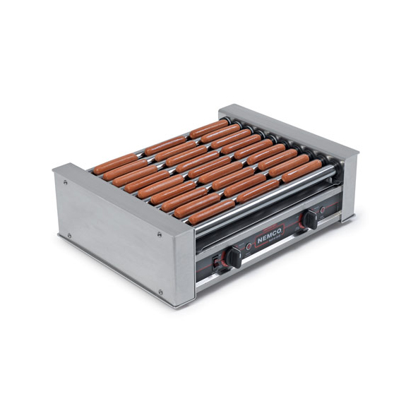 Nemco Roll-A-Grill Hot Dog Grill 6 Chrome Rollers 10 Hot Dog Capcity Stainless Steel Construction