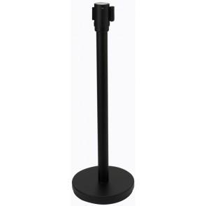 Winco CGS-38K Black Crowd Guidance Stanchion Post with 6-1/2' Retractable Belt