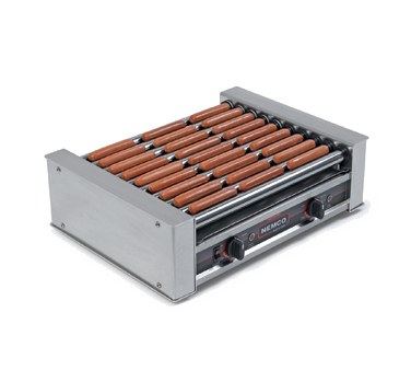 Nemco Inc, Roll-A-Grill Hot Dog Grill, 10 Chrome Rollers, 27 Hot Dog Capacity, Aluminum And Stainless Steel Construction