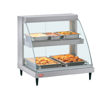 Hatco Glo-Ray® Designer Countertop Curved Glass Heated Display Case 32.5"W Dual Shelves Stainless Steel