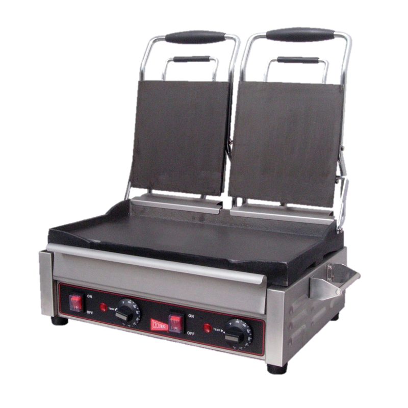 Grindmaster Cecilware Sandwich/Panini Grill Double 7-1/4"W Smooth Surface Grill Stainless Steel