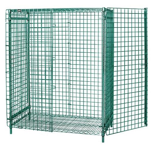 QUANTUM Stationary Security Cage Unit, 63" High, 800lbs, NSF, Chrome/Epoxy