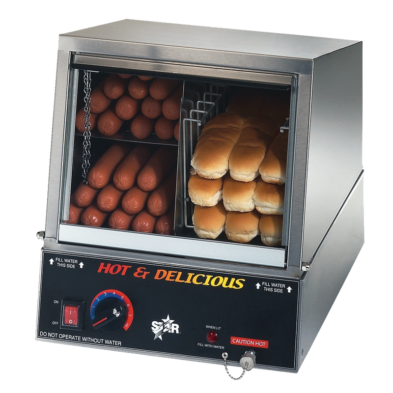 Star Hot Dog Steamer with Juice Tray 170 Hot Dog Capacity 18 Buns