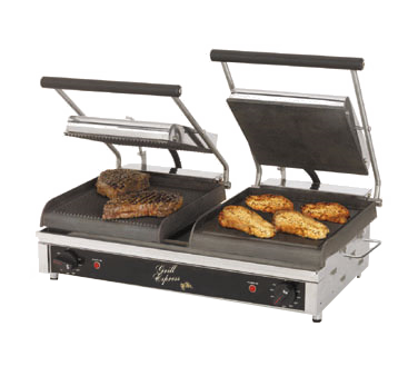 Star Two-Sided Electric Sandwich Grill 20" Wide Cooking Surface Smooth/Grooved Iron Grill Plates