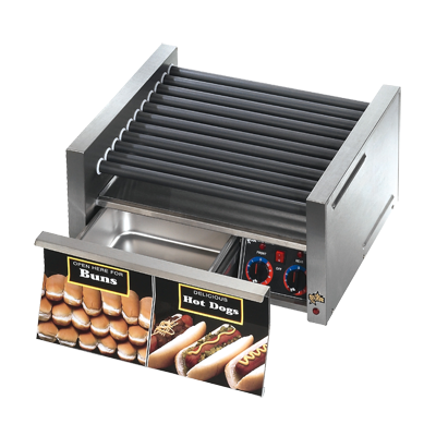 Star Grill-Max Hot Dog Grill Roller-Type With Integrated Bun Drawer 30 Hot Dog Capacity