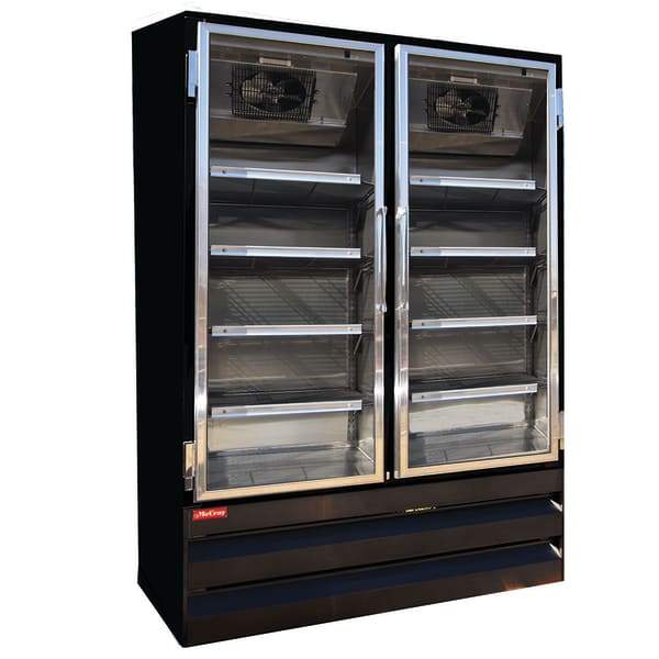 Howard McCray GF42BM-B-FF-LED 52 1/4" Two Section Display Freezer w/ Swing Doors - Bottom Mount Compressor, Black, 115v [Extended Lead Time 14+ days]