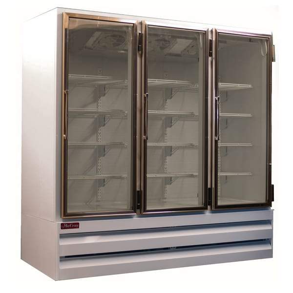 Howard McCray GF65BM-S-FF-LED 78" Three Section Display Freezer w/ Swing Doors - Bottom Mount Compressor, Stainless, 115v [Extended Lead Time 14+ days]