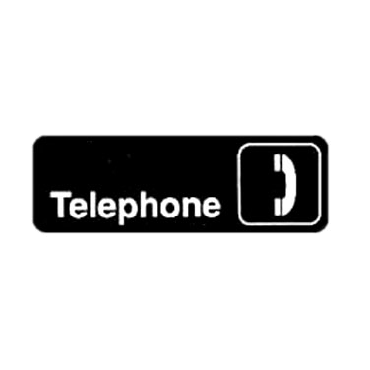 Winco SGN-325 Black 3" X 9" Information Sign with Symbol - Imprint "Telephone"