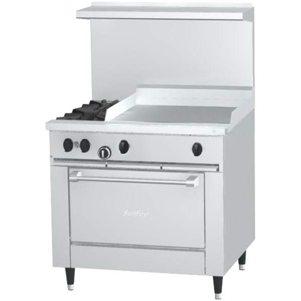 Garland X36-2G24R 36" 2 Burner Sunfire Gas Range w/ Griddle & Standard Oven, Liquid Propane [Usually ships within 9 - 13 business days]